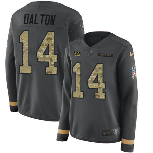 Nike Bengals #14 Andy Dalton Anthracite Salute to Service Women's Stitched