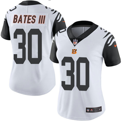 Nike Bengals #30 Jessie Bates III White Women's Stitched NFL Limited Rush Jersey