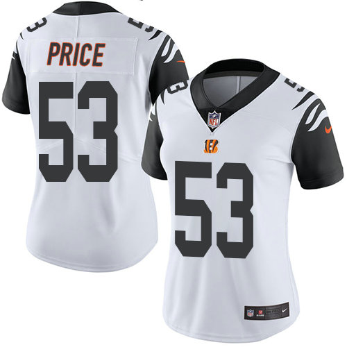 Nike Bengals #53 Billy Price White Women's Stitched NFL Limited Rush Jersey
