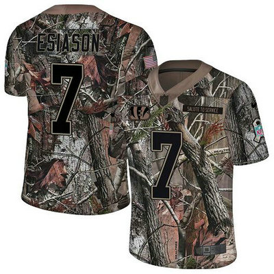 Nike Bengals #7 Boomer Esiason Camo Youth Stitched NFL Limited Rush Realtree Jersey