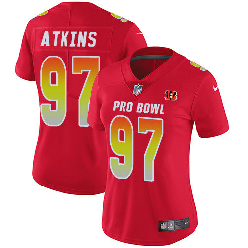Nike Bengals #97 Geno Atkins Red Women's Stitched NFL Limited AFC 2019 Pro Bowl Jersey