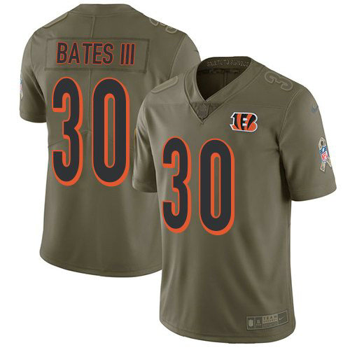 Nike Bengals 30 Jessie Bates III Olive Youth Salute To Service Limited Jersey