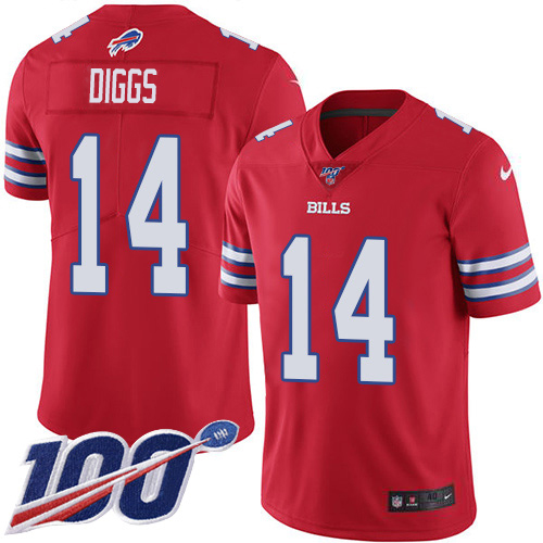 Nike Bills #14 Stefon Diggs Red Men's Stitched NFL Limited Rush 100th Season Jersey