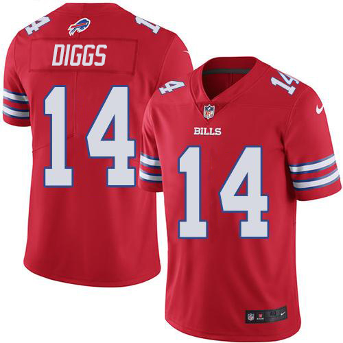 Nike Bills #14 Stefon Diggs Red Men's Stitched NFL Limited Rush Jersey