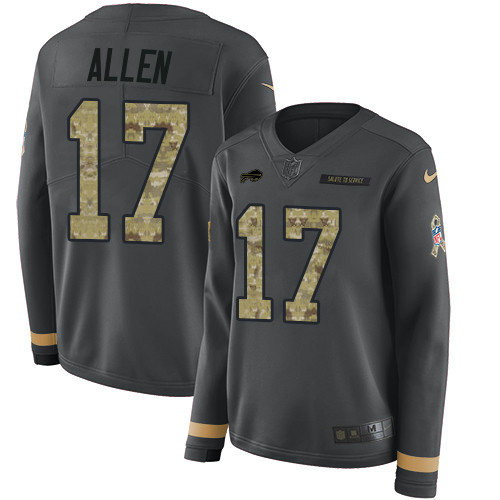 Nike Bills #17 Josh Allen Anthracite Salute to Service Women's Stitched