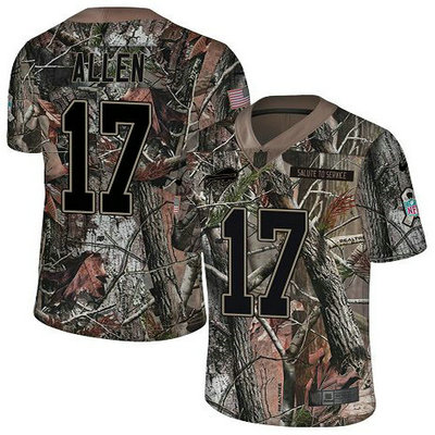 Nike Bills #17 Josh Allen Camo Youth Stitched NFL Limited Rush Realtree Jersey