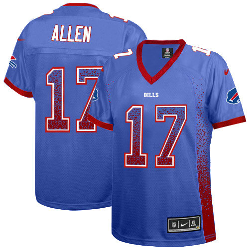 Nike Bills #17 Josh Allen Royal Blue Team Color Women's Stitched NFL Elite Drift Fashion Jersey