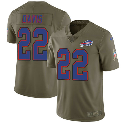 Nike Bills #22 Vontae Davis Olive Youth Stitched NFL Limited 2017 Salute to Service Jersey