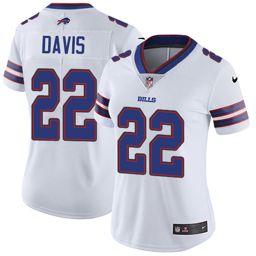 Nike Bills #22 Vontae Davis White Women's Stitched NFL Vapor Untouchable Limited Jersey