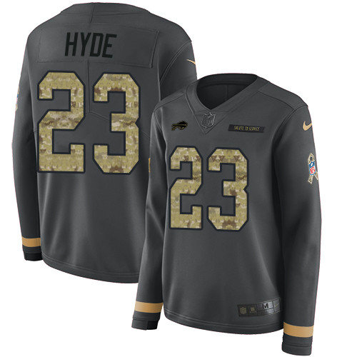 Nike Bills #23 Micah Hyde Anthracite Salute to Service  Women's Stitched