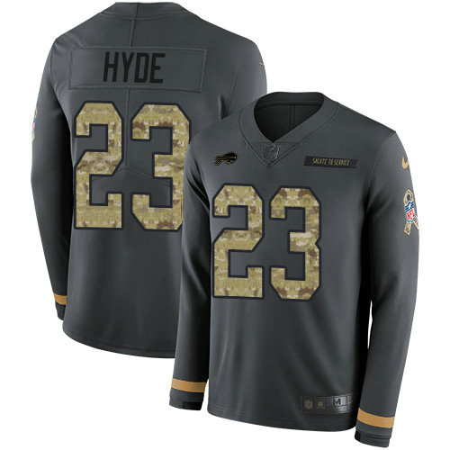 Nike Bills #23 Micah Hyde Anthracite Salute to Service Youth Stitched NFL