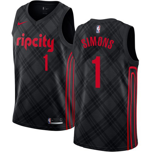 Nike Blazers #1 Anfernee Simons Black NBA Swingman City Edition Jersey