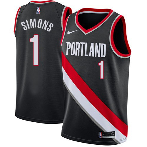 Nike Blazers #1 Anfernee Simons Black NBA Swingman Icon Edition Jersey