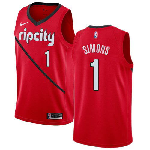 Nike Blazers #1 Anfernee Simons Red NBA Swingman Earned Edition Jersey