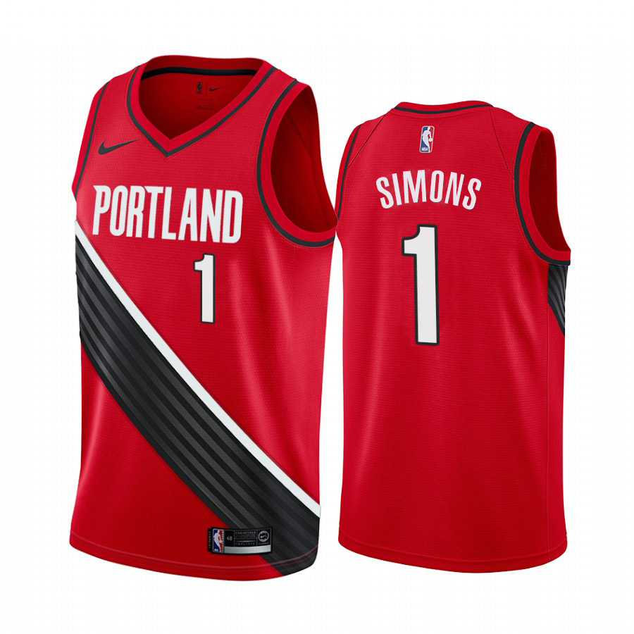 Nike Blazers #1 Anfernee Simons Red NBA Swingman Statement Edition 2019 2020 Jersey