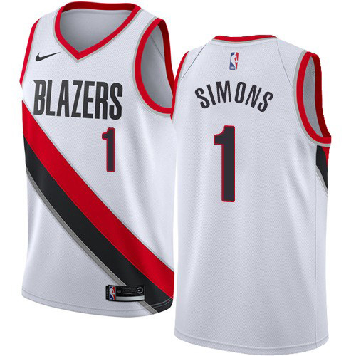 Nike Blazers #1 Anfernee Simons White NBA Swingman Association Edition Jersey