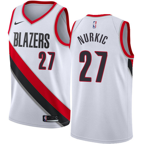 Nike Blazers #27 Jusuf Nurkic White NBA Swingman Association Edition Jersey
