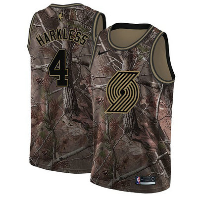Nike Blazers #4 Moe Harkless Camo Youth NBA Swingman Realtree Collection Jersey