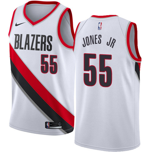 Nike Blazers #55 Derrick Jones Jr White NBA Swingman Association Edition Jersey