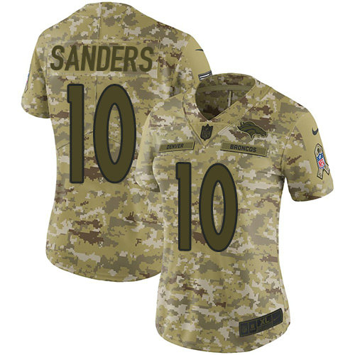 Nike Broncos #10 Emmanuel Sanders Camo Women's Stitched NFL Limited 2018 Salute to Service Jersey