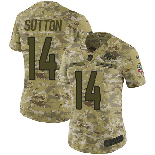 Nike Broncos #14 Courtland Sutton Camo Women's Stitched NFL Limited 2018 Salute to Service Jersey