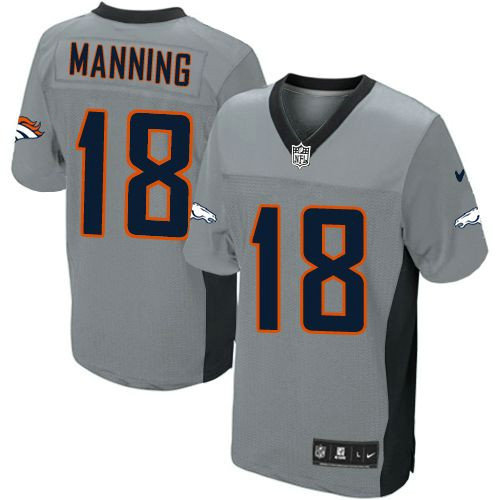 Nike Broncos #18 Peyton Manning Grey Shadow Youth Stitched NFL Elite Jersey