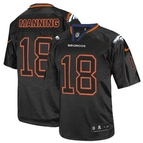 Nike Broncos #18 Peyton Manning Lights Out Black Youth Stitched NFL Elite Jersey