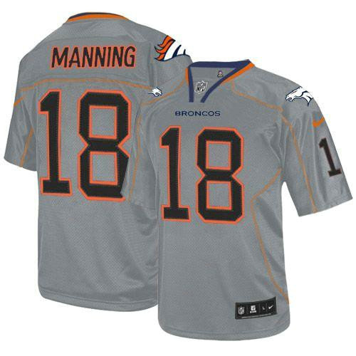 Nike Broncos #18 Peyton Manning Lights Out Grey Youth Stitched NFL Elite Jersey