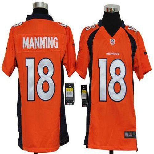 Nike Broncos #18 Peyton Manning Orange Team Color Youth Stitched NFL Elite Jersey