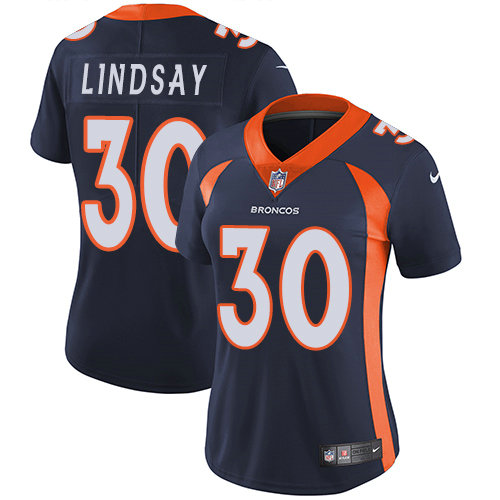 Nike Broncos #30 Phillip Lindsay Blue Alternate Women's Stitched NFL Vapor Untouchable Limited Jersey