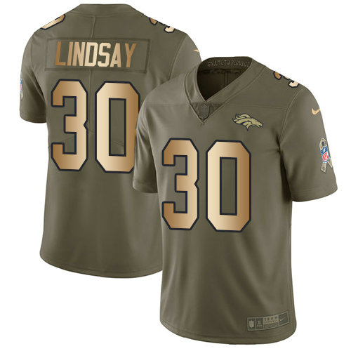 Nike Broncos #30 Phillip Lindsay Olive Gold Youth Stitched NFL Limited 2017 Salute to Service Jersey