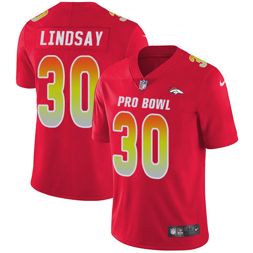Nike Broncos #30 Phillip Lindsay Red Men's Stitched NFL Limited AFC 2019 Pro Bowl Jersey