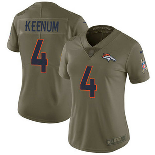 Nike Broncos #4 Case Keenum Olive Women's Stitched NFL Limited 2017 Salute to Service Jersey