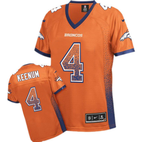 Nike Broncos #4 Case Keenum Orange Team Color Women's Stitched NFL Elite Drift Fashion Jersey