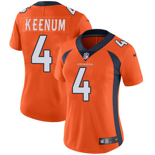 Nike Broncos #4 Case Keenum Orange Team Color Women's Stitched NFL Vapor Untouchable Limited Jersey