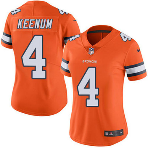 Nike Broncos #4 Case Keenum Orange Women's Stitched NFL Limited Rush Jersey