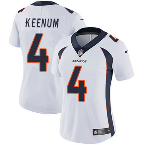 Nike Broncos #4 Case Keenum White Women's Stitched NFL Vapor Untouchable Limited Jersey