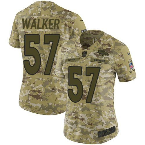 Nike Broncos #57 Demarcus Walker Camo Women's Stitched NFL Limited 2018 Salute to Service Jersey