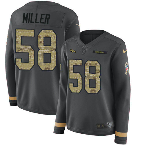 Nike Broncos #58 Von Miller Anthracite Salute to Service Women's Stitched