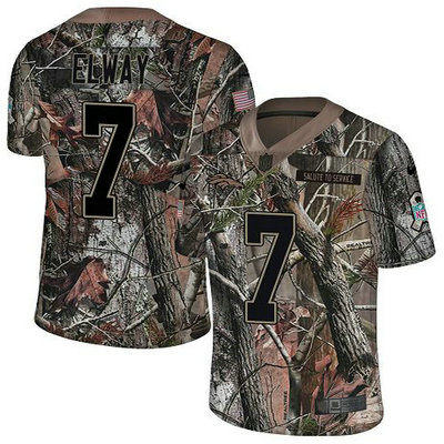 Nike Broncos #7 John Elway Camo Youth Stitched NFL Limited Rush Realtree Jersey