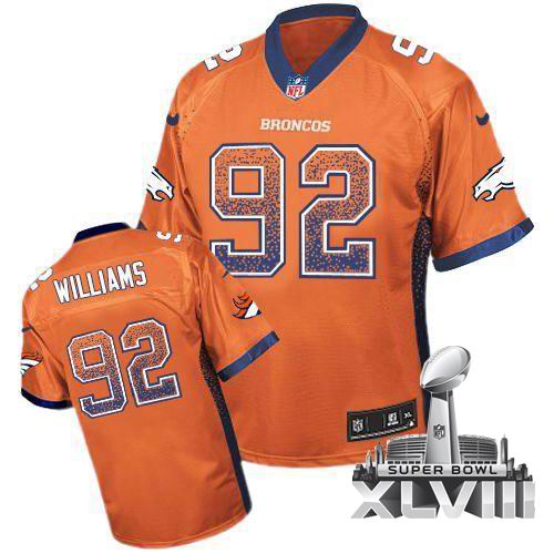 Nike Broncos #92 Sylvester Williams Orange Team Color Elite Drift Fashion 2014 Super bowl XLVIII(GYM) Jersey