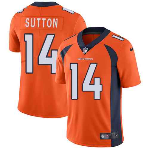 Nike Broncos 14 Courtland Sutton Orange Vapor Untouchable Limited Jersey
