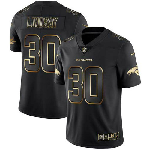 Nike Broncos 30 Phillip Lindsay Black Gold Vapor Untouchable Limited Jersey