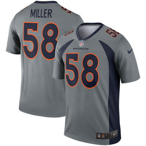 Nike Broncos 58 Von Miller Gray Inverted Legend Jersey