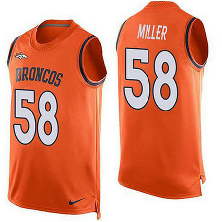 Nike Broncos 58 Von Miller Orange Color Rush Name & Number Tank Top