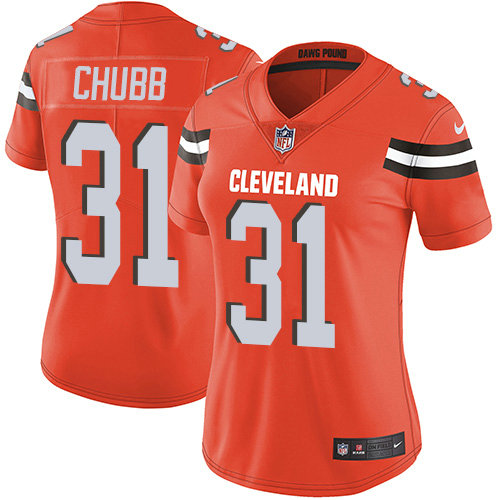 Nike Browns #31 Nick Chubb Orange Alternate Women's Stitched NFL Vapor Untouchable Limited Jersey