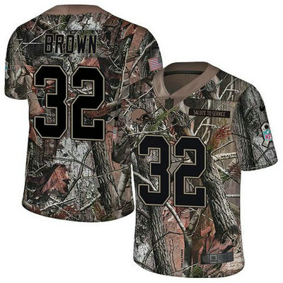 Nike Browns #32 Jim Brown Camo Youth Stitched NFL Limited Rush Realtree Jersey