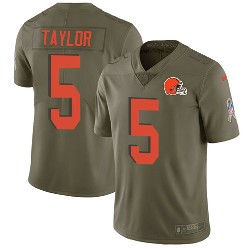 Nike Browns #5 Tyrod Taylor Olive Youth Stitched NFL Limited 2017 Salute to Service Jersey