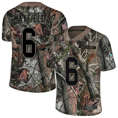 Nike Browns #6 Baker Mayfield Camo Youth Stitched NFL Limited Rush Realtree Jersey