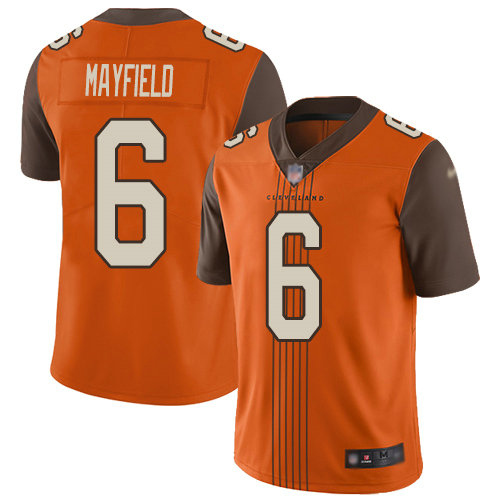 Nike Browns #6 Baker Mayfield Orange Alternate Men's Stitched Football Limited City Edtion Jersey